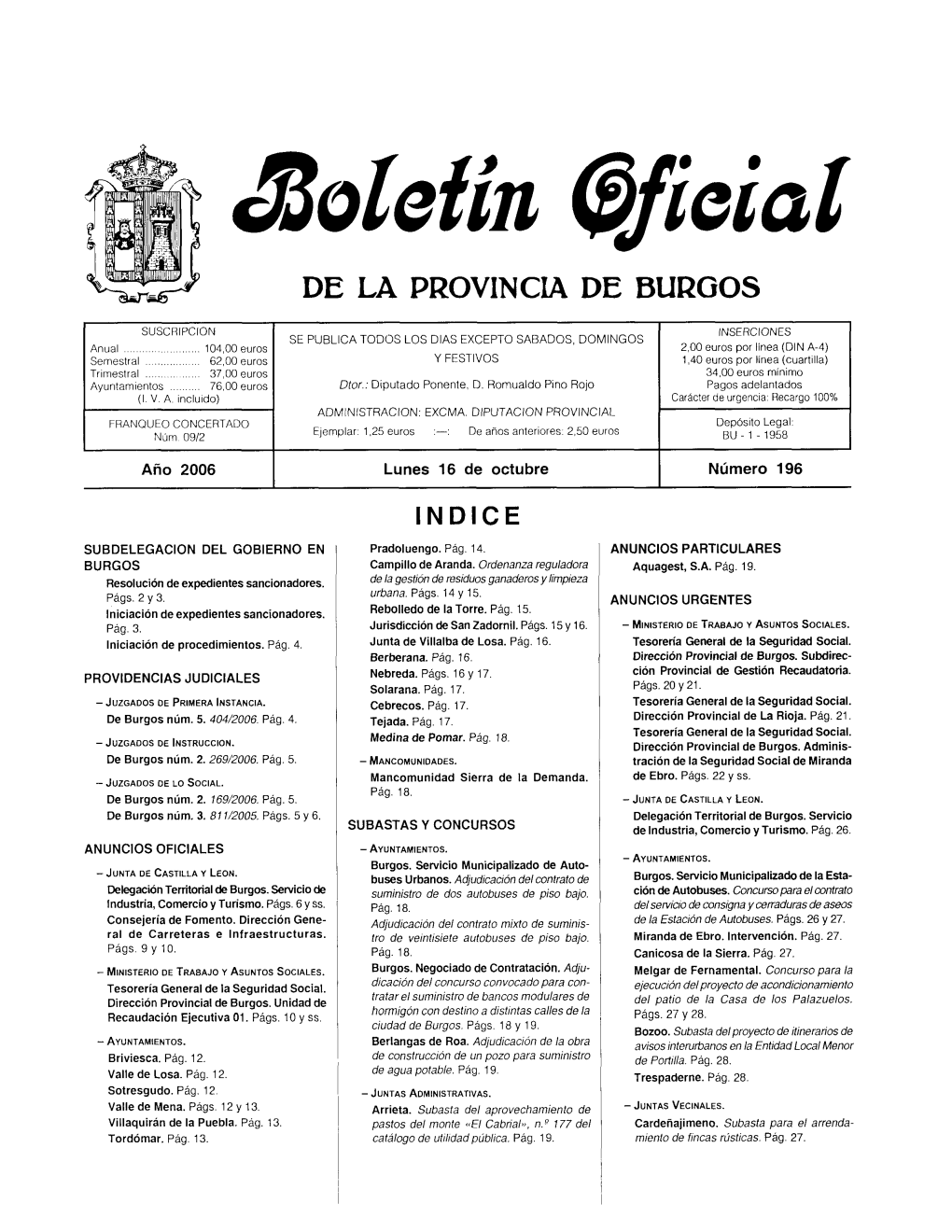 DE LA Provincla DE BURGOS