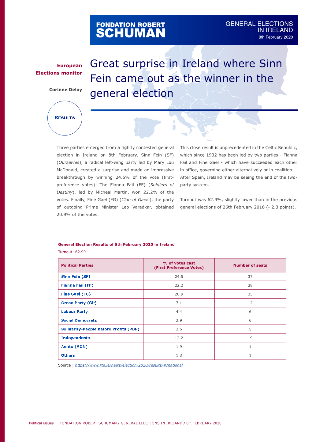 Great Surprise in Ireland Where Sinn Fein Came out As the Winner in The