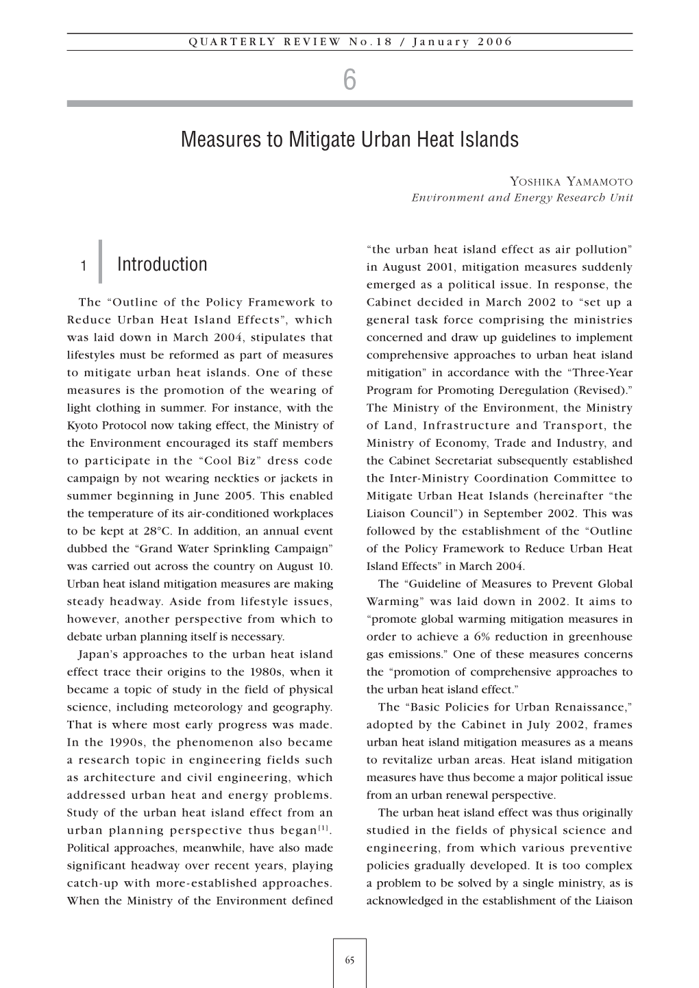 Measures to Mitigate Urban Heat Islands