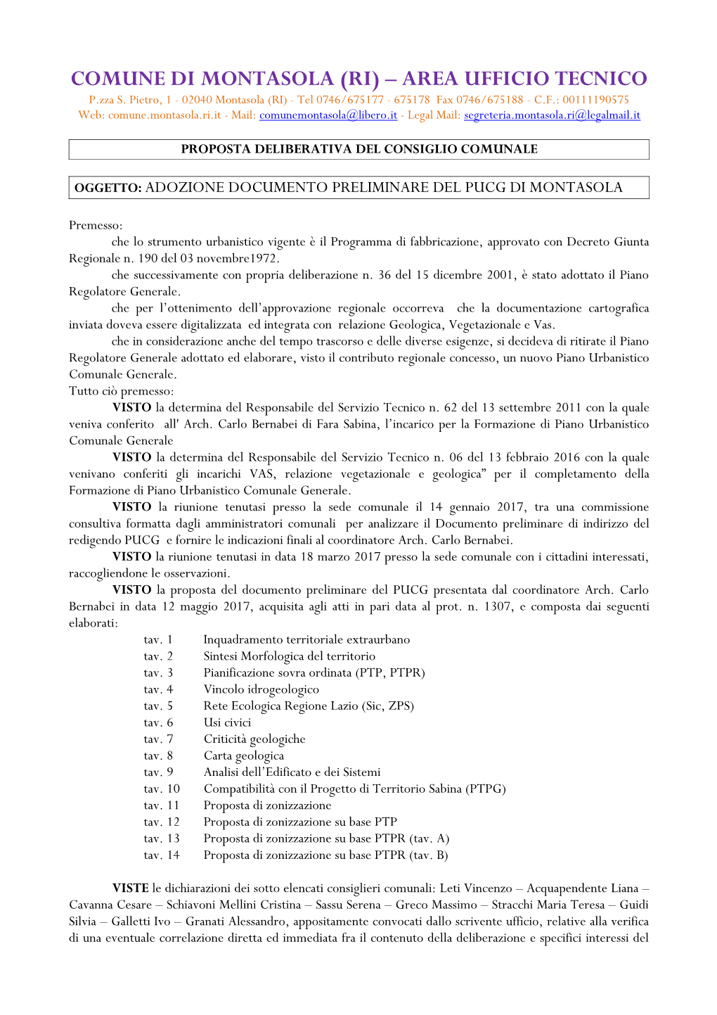 COMUNE DI MONTASOLA (RI) – AREA UFFICIO TECNICO P.Zza S