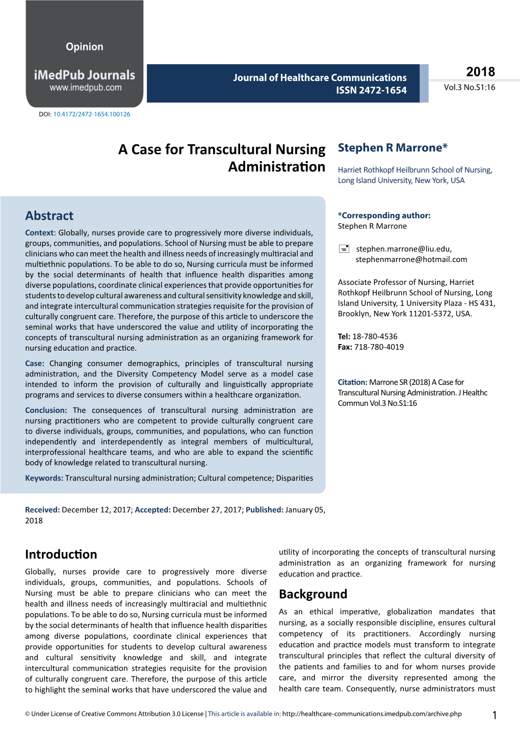 A Case for Transcultural Nursing Administration