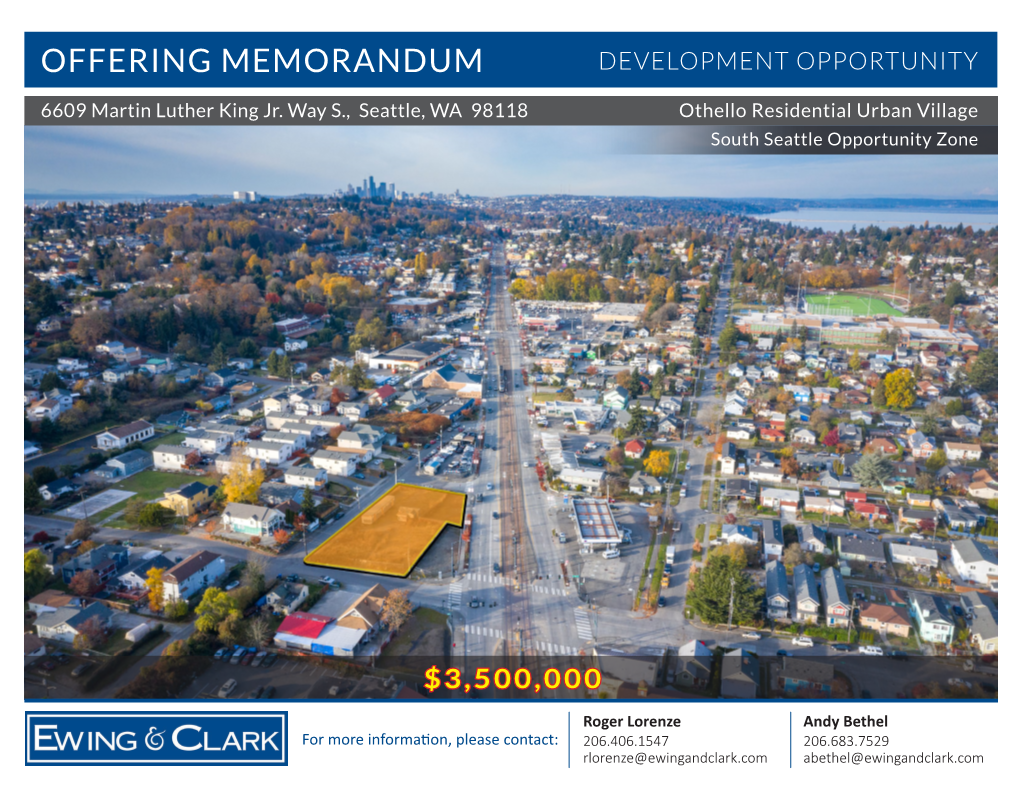 Offering Memorandum Development Opportunity