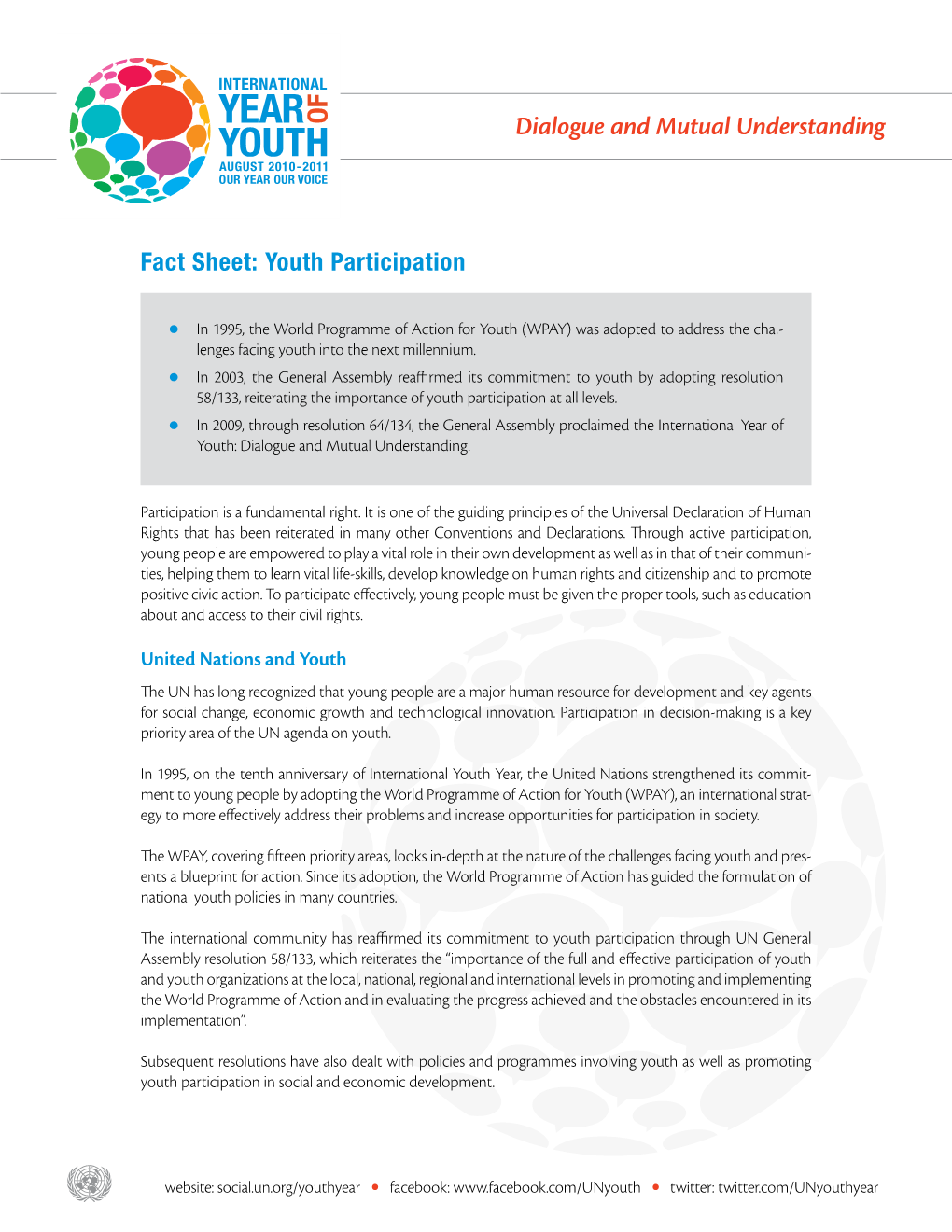 Fact Sheet: Youth Participation