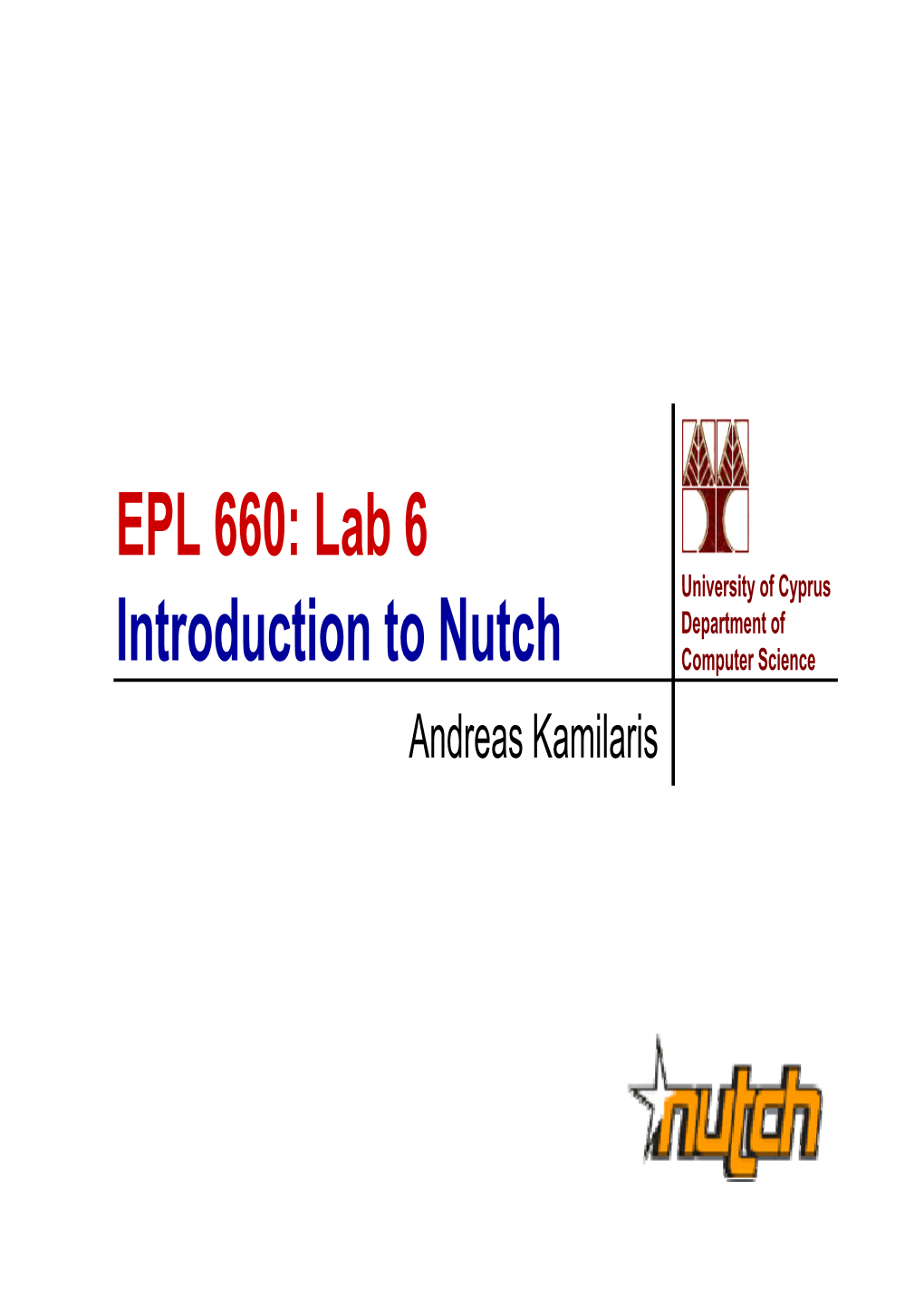 EPL 660: Lab 6 Introduction to Nutch