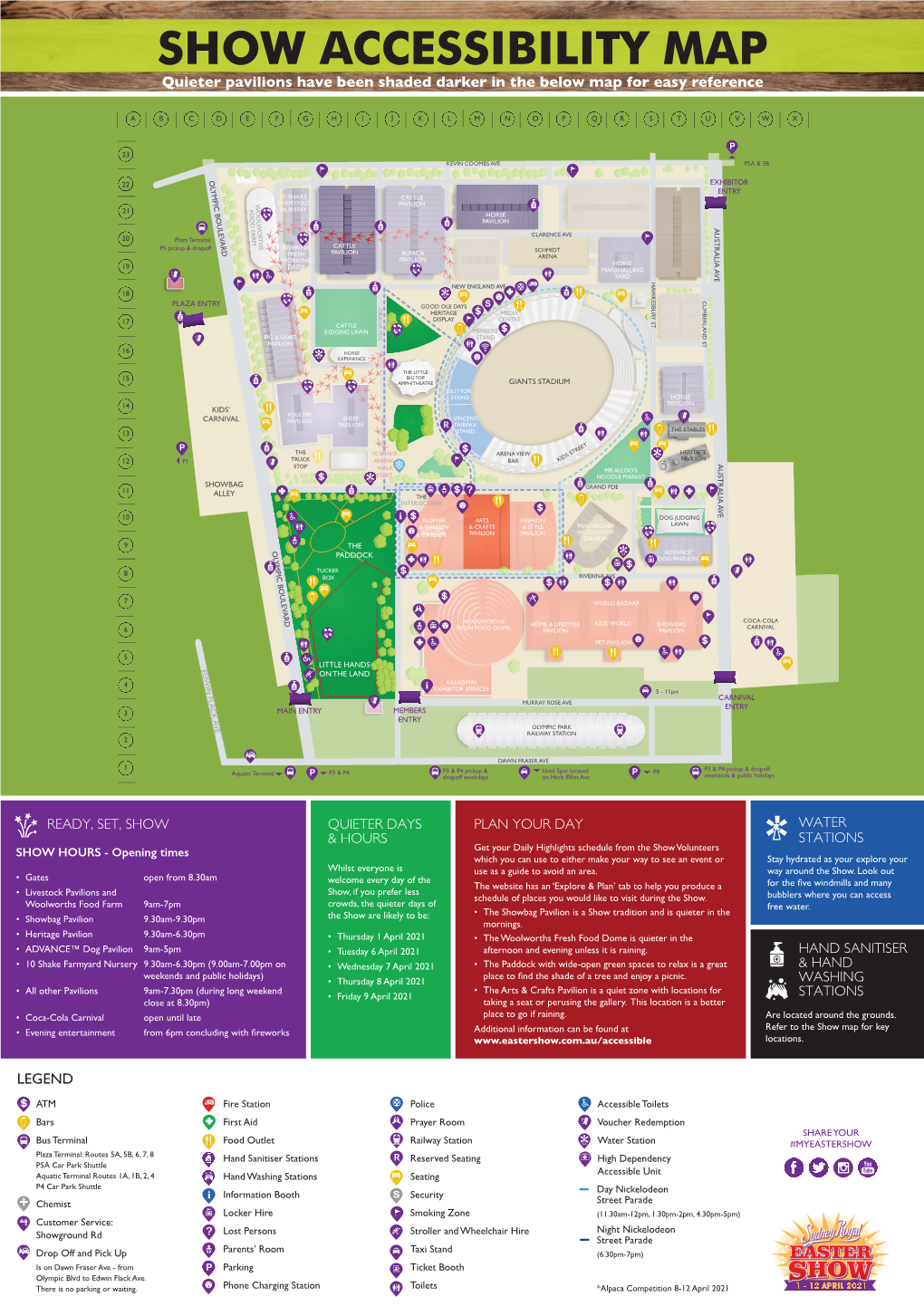 SHOW ACCESSIBILITY MAP Quieter Pavilions Have Been Shaded Darker in the Below Map for Easy Reference