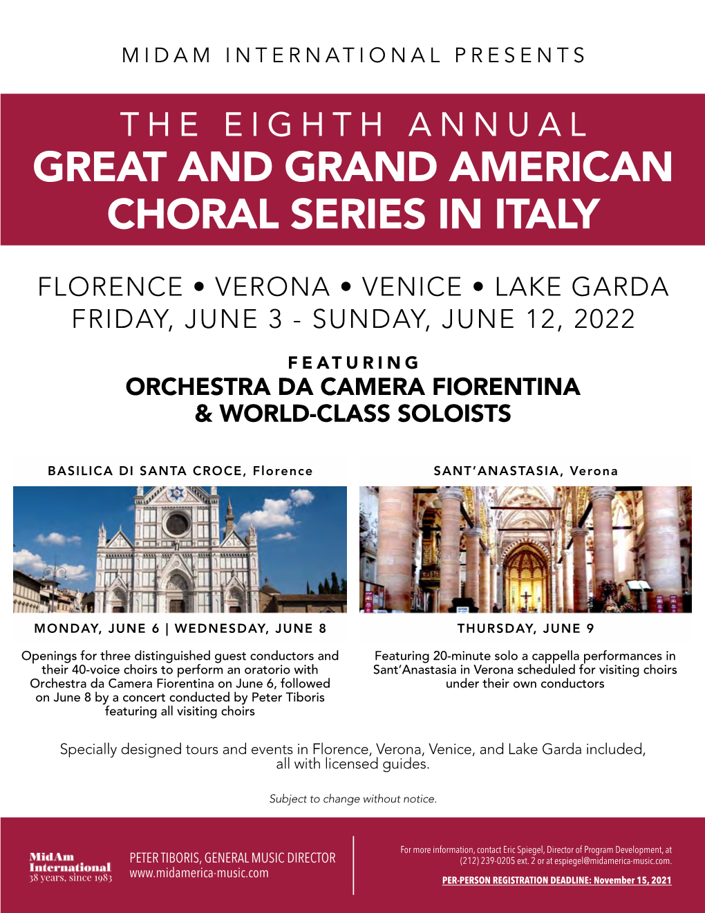 Great and Grand American Choral Series in Italy