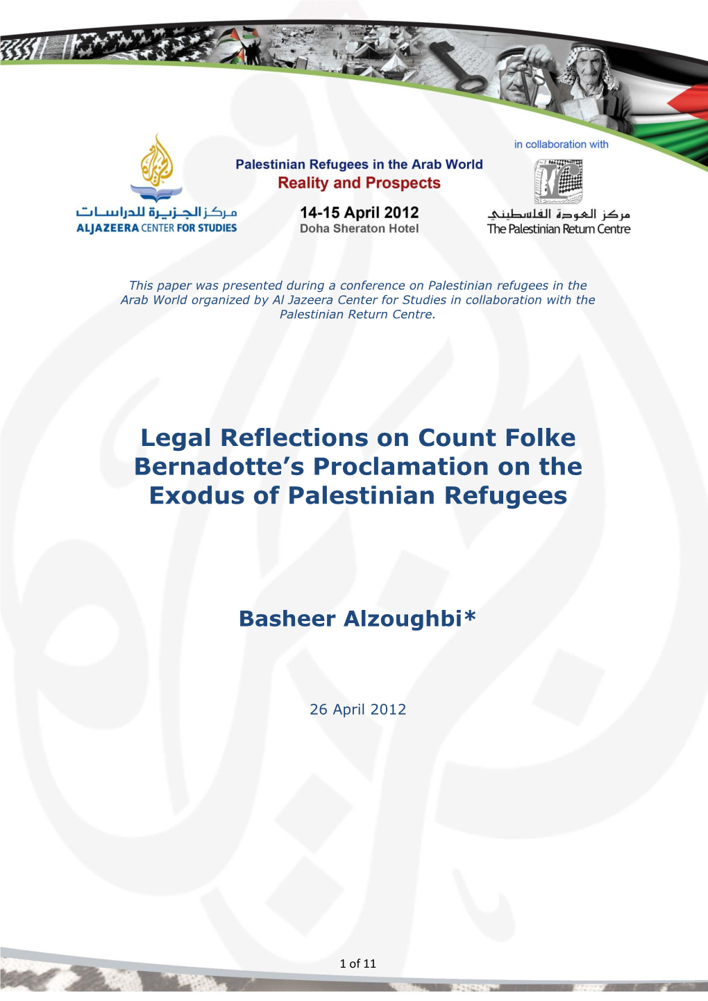 Legal Reflections on Count Folke Bernadotte's Proclamation on The