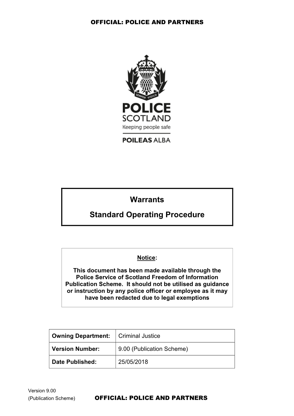 Warrants Standard Operating Procedure