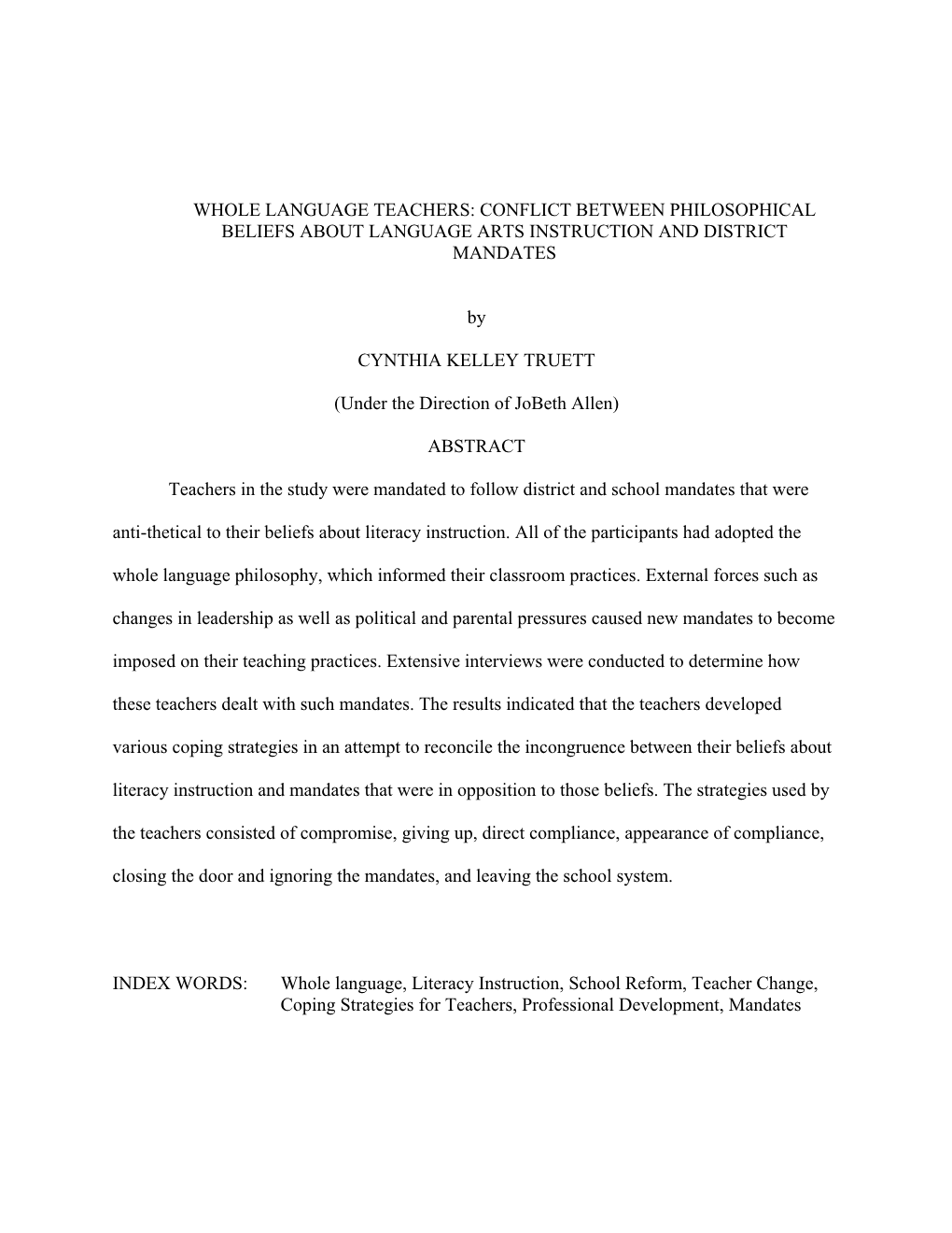 Conflict Between Philosophical Beliefs About Language Arts Instruction and District Mandates