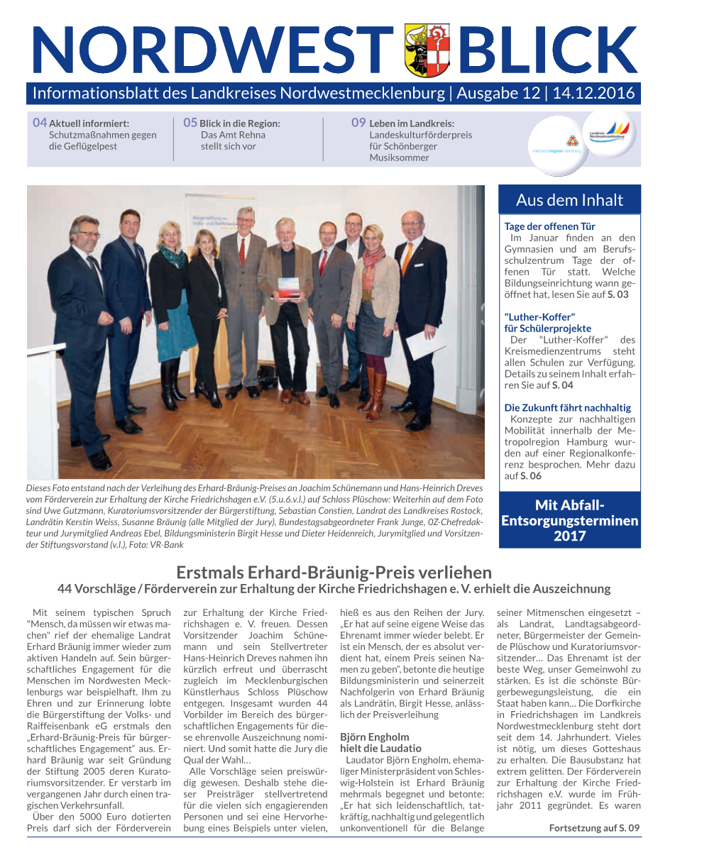 Informationsblatt Des Landkreises Nordwestmecklenburg