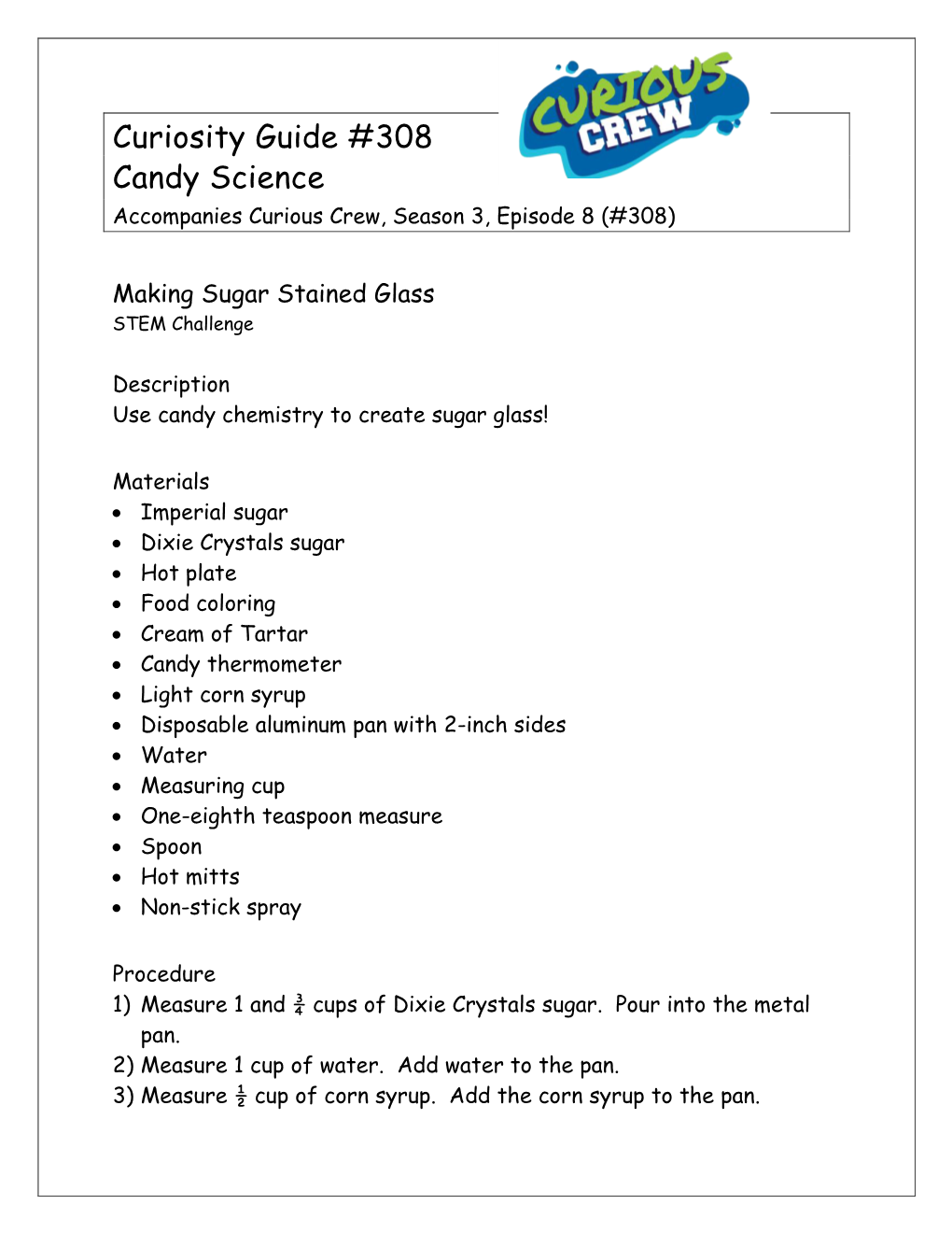 Curiosity Guide #308 Candy Science