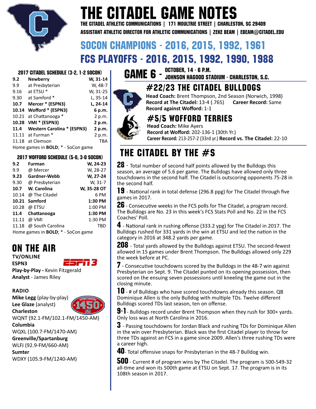 The Citadel Game Notes