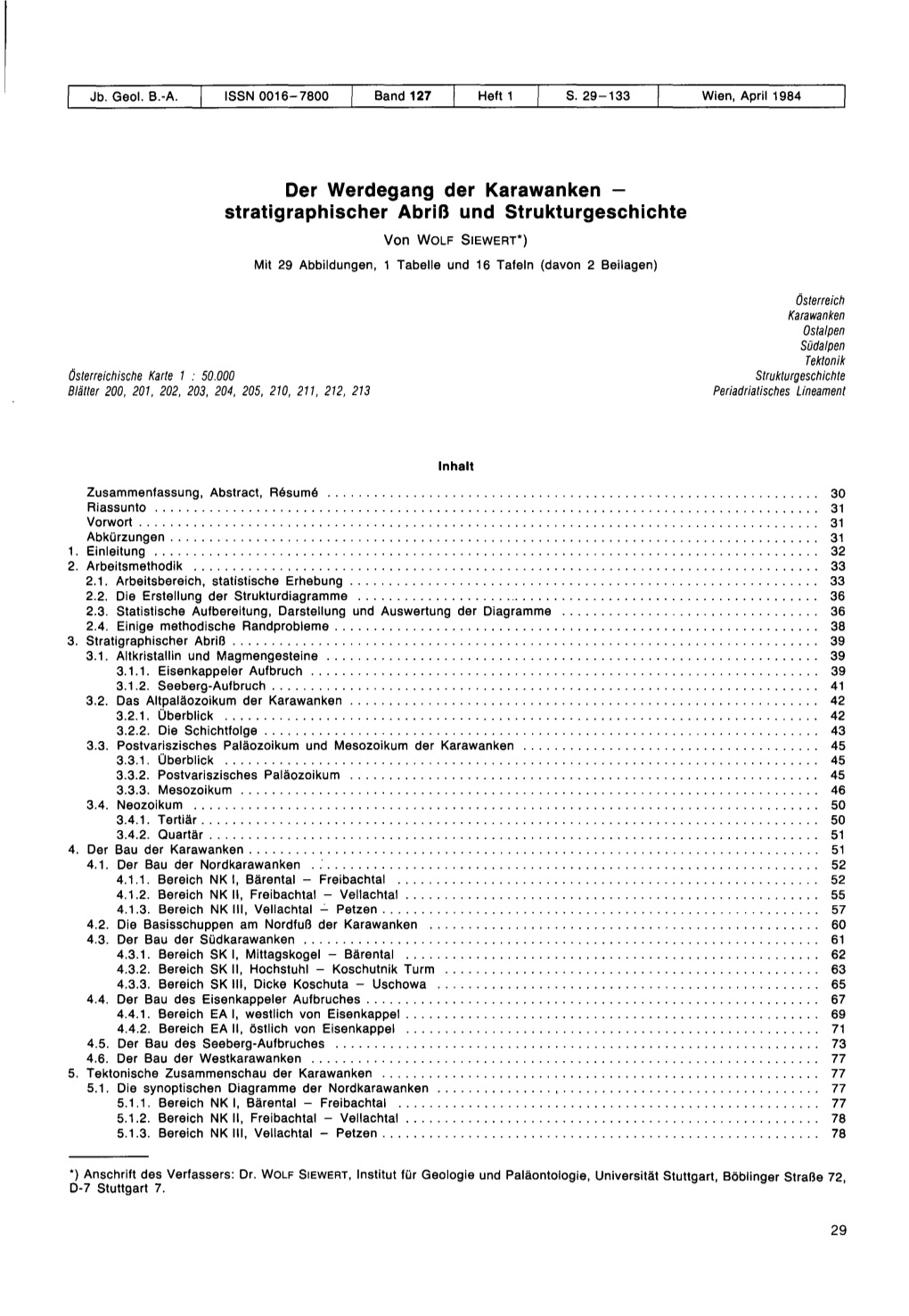 Der Werdegang Der Karawanken - Stratigraphischer Abriß Und Strukturgeschichte