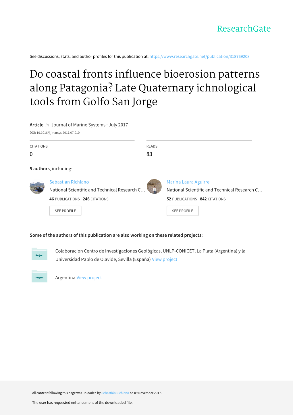 Do Coastal Fronts Influence Bioerosion Patterns Along Patagonia? Late Quaternary Ichnological Tools from Golfo San Jorge