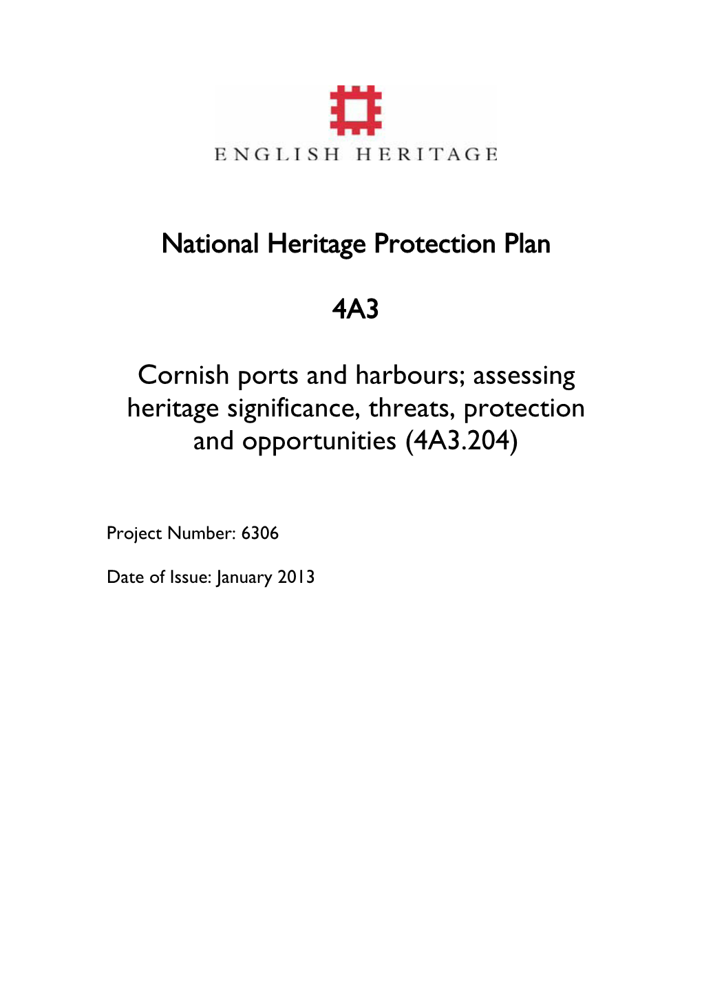 National Heritage Protection Plan 4A3 Cornish Ports and Harbours