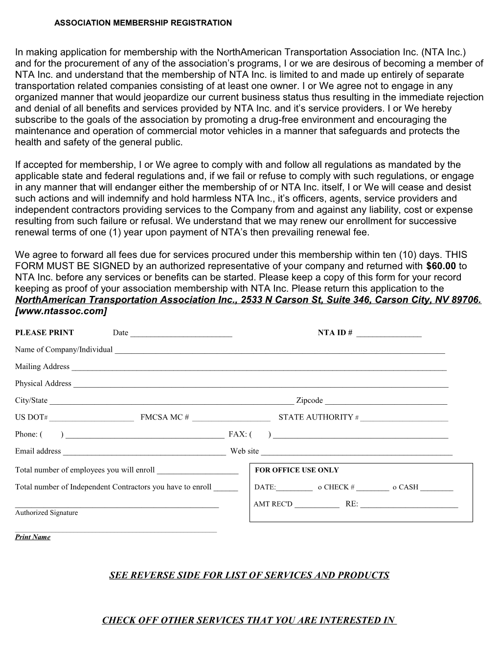 Association Membership Registration