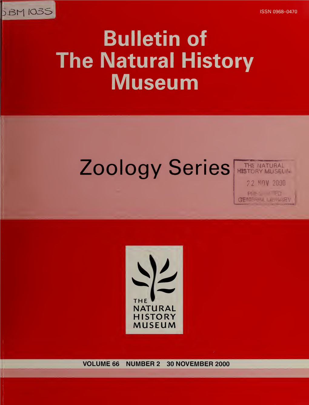 Bulletin of the Natural History Museum Zoology Series