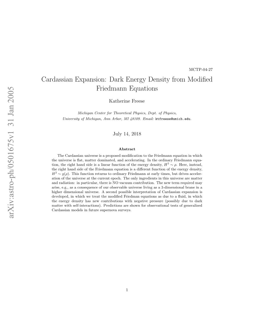 Cardassian Expansion: Dark Energy Density from Modified Friedmann