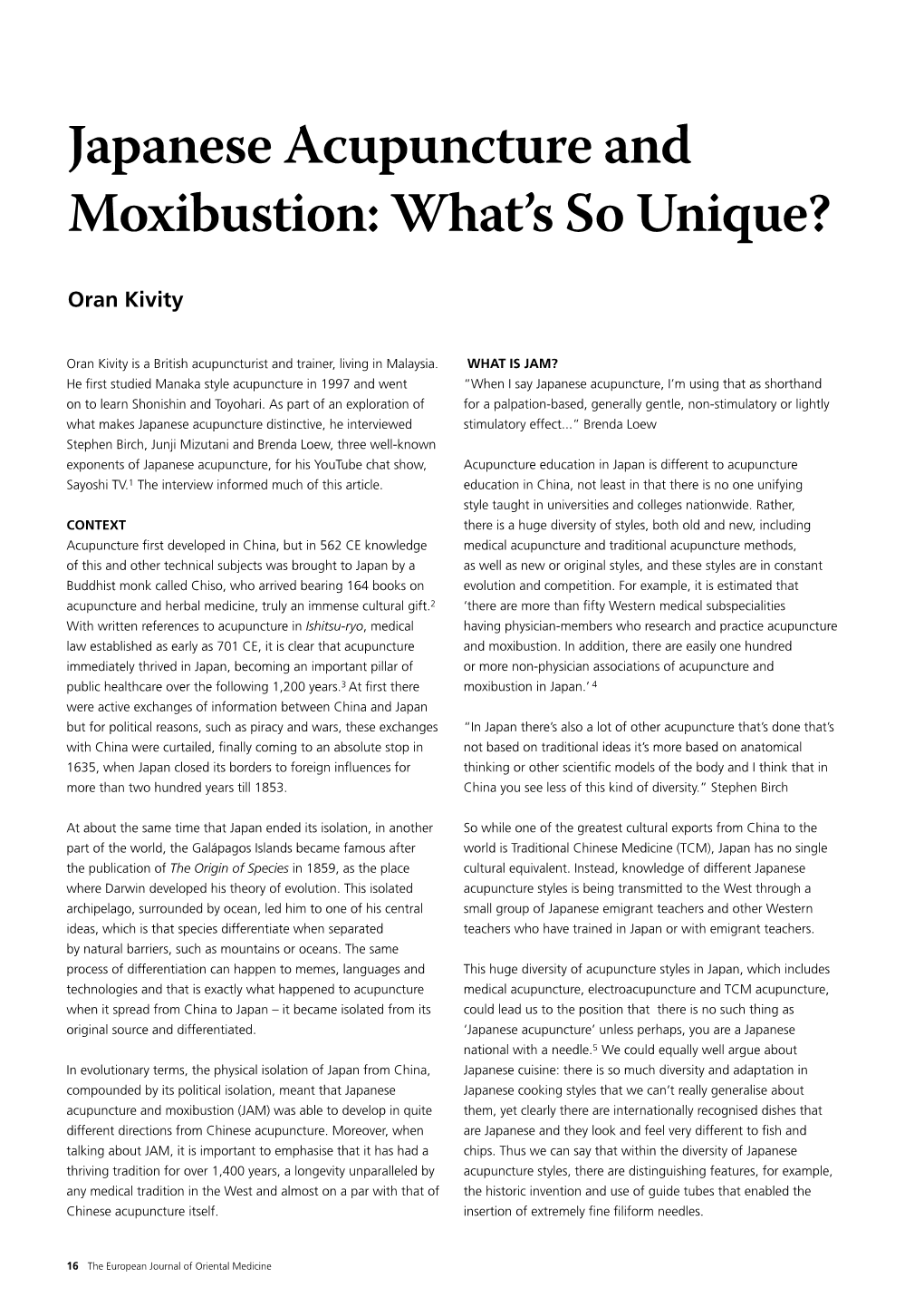 Japanese Acupuncture and Moxibustion: What’S So Unique?