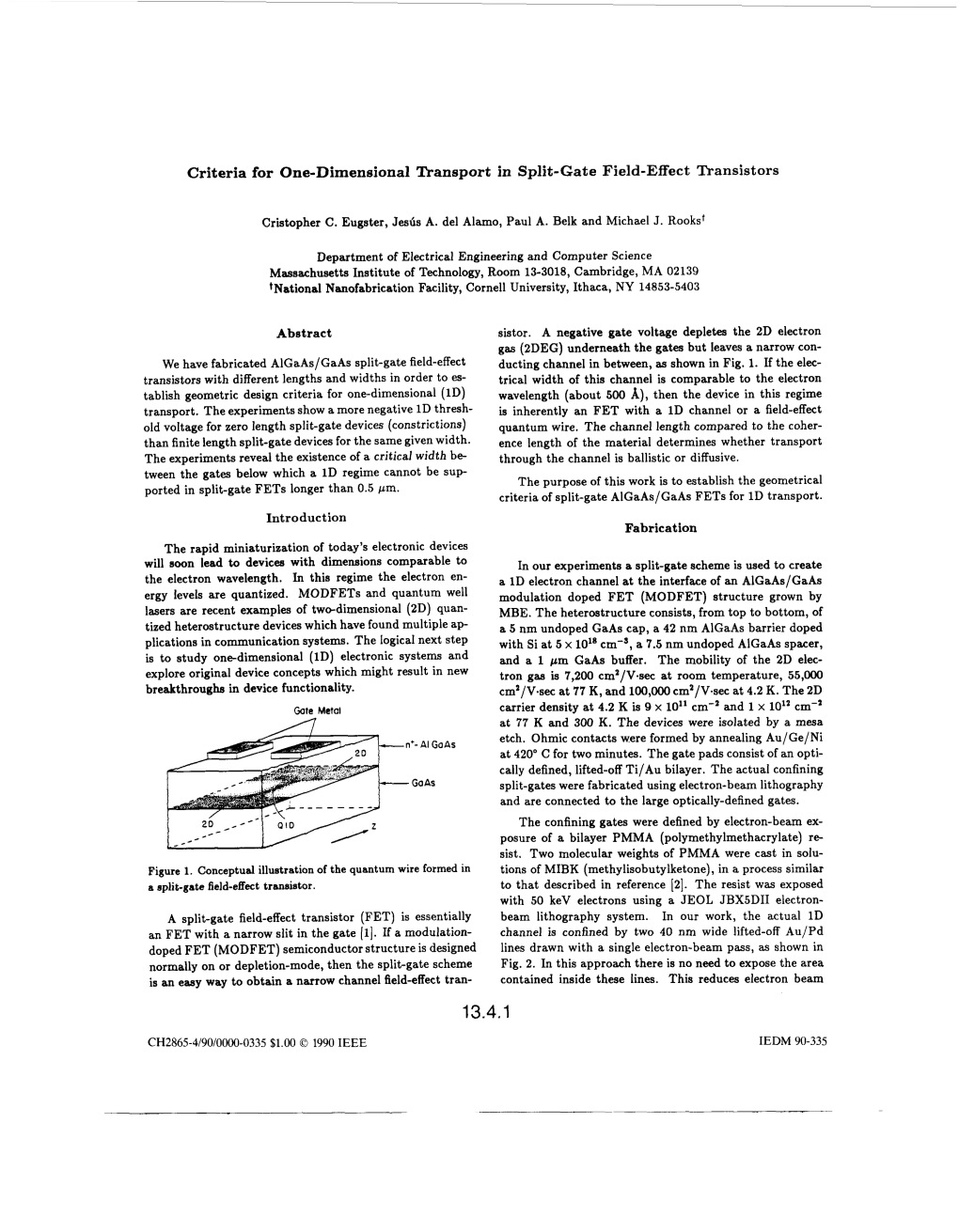 Criteria for One-Dimensional Transport in Split-Gate Field-Effect Transistors