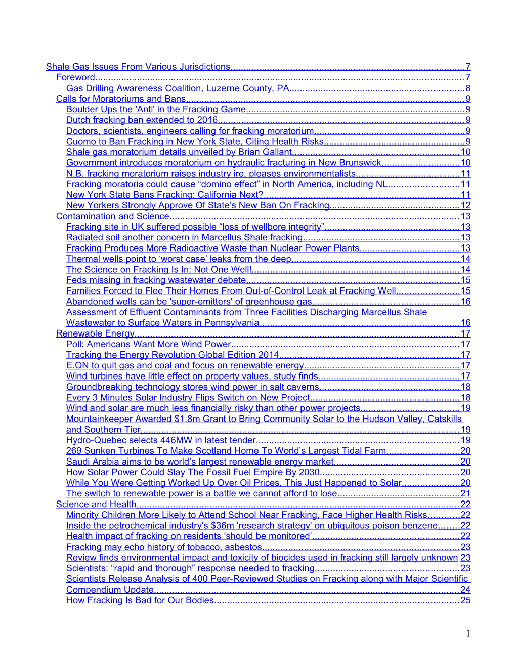 Shale Gas Issues from Various Jurisdictions