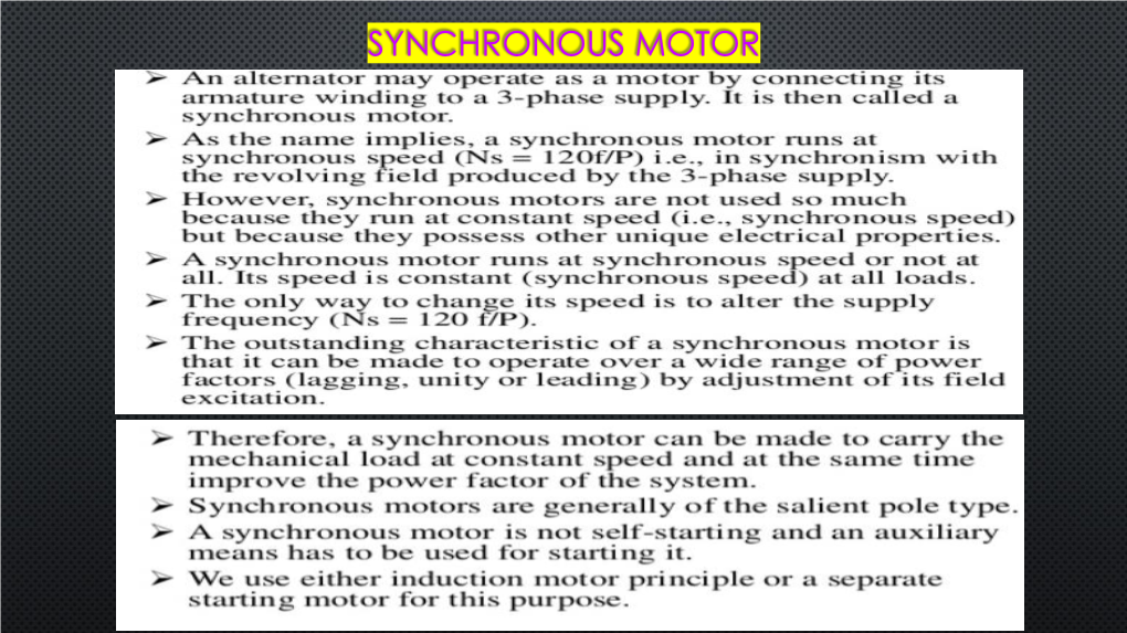 Cylindrical Rotor Wound Field Synchronous Motor Speed Torque Characteristic Salient Pole Wound Field Induction Motor