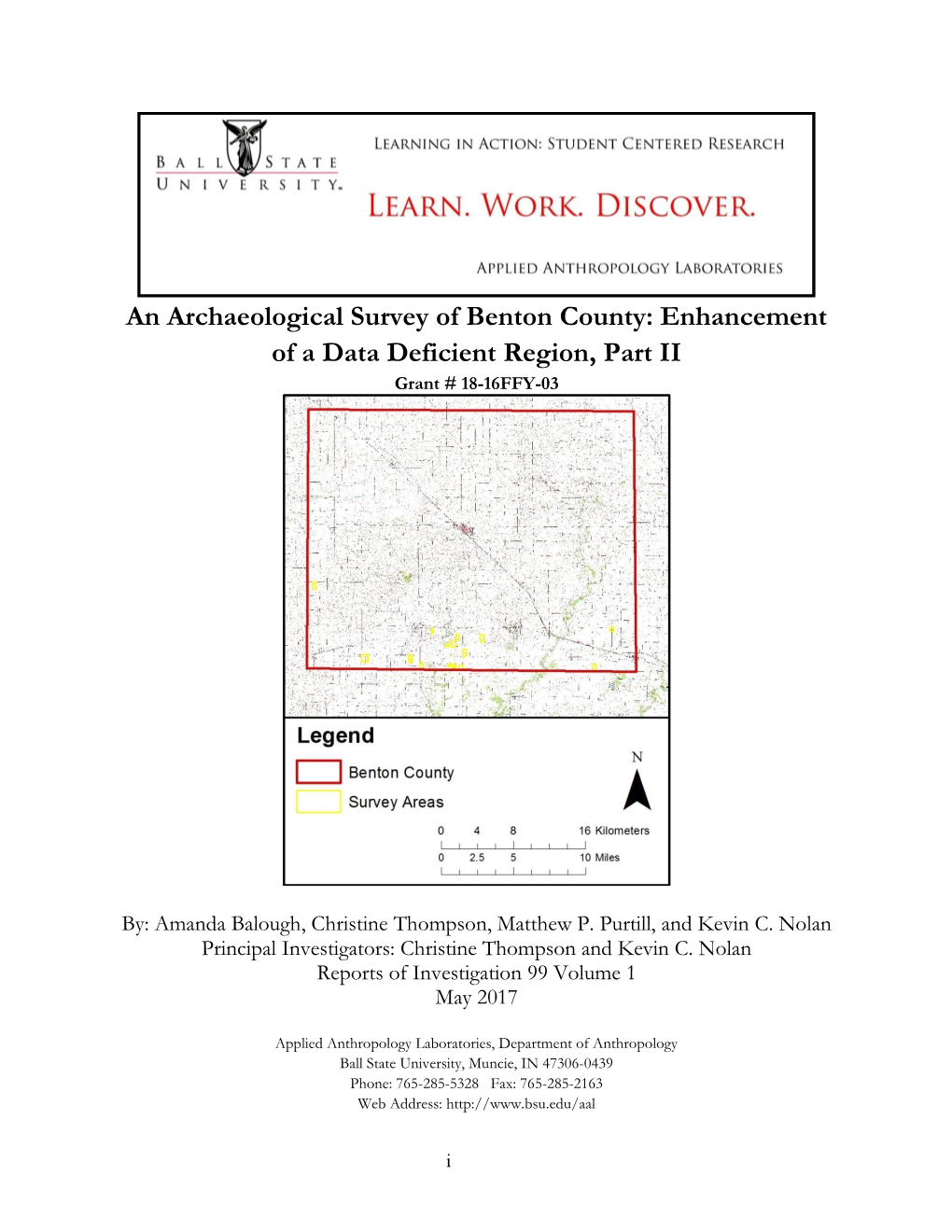 An Archaeological Survey of Benton County: Enhancement of a Data Deficient Region, Part II Grant # 18-16FFY-03