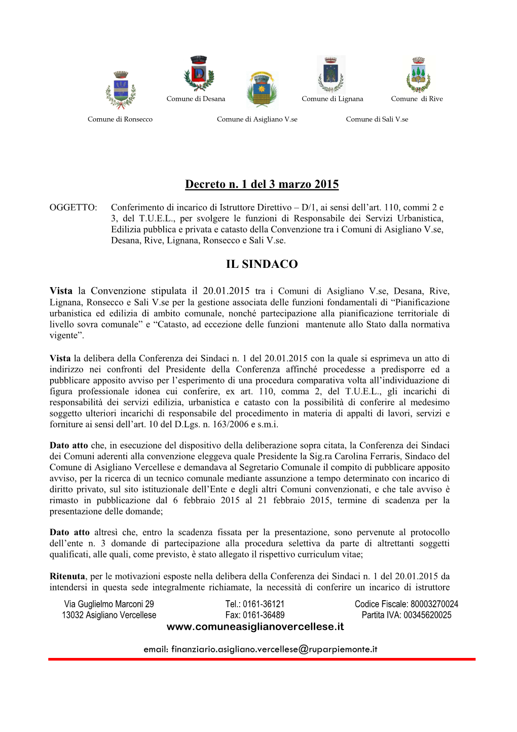 1-2015 Nomina Tecnico Convenzione