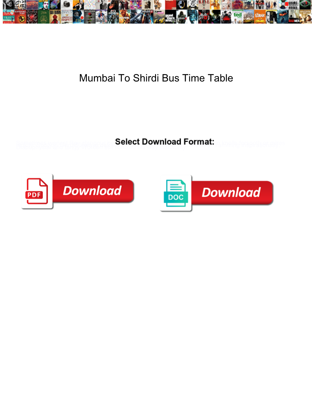Mumbai to Shirdi Bus Time Table