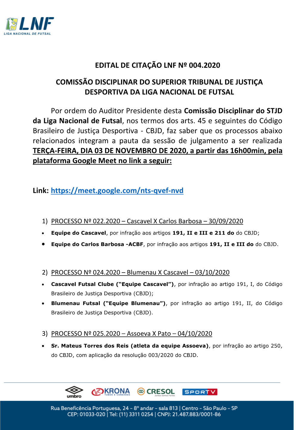 Edital De Citação Lnf Nº 004.2020 Comissão