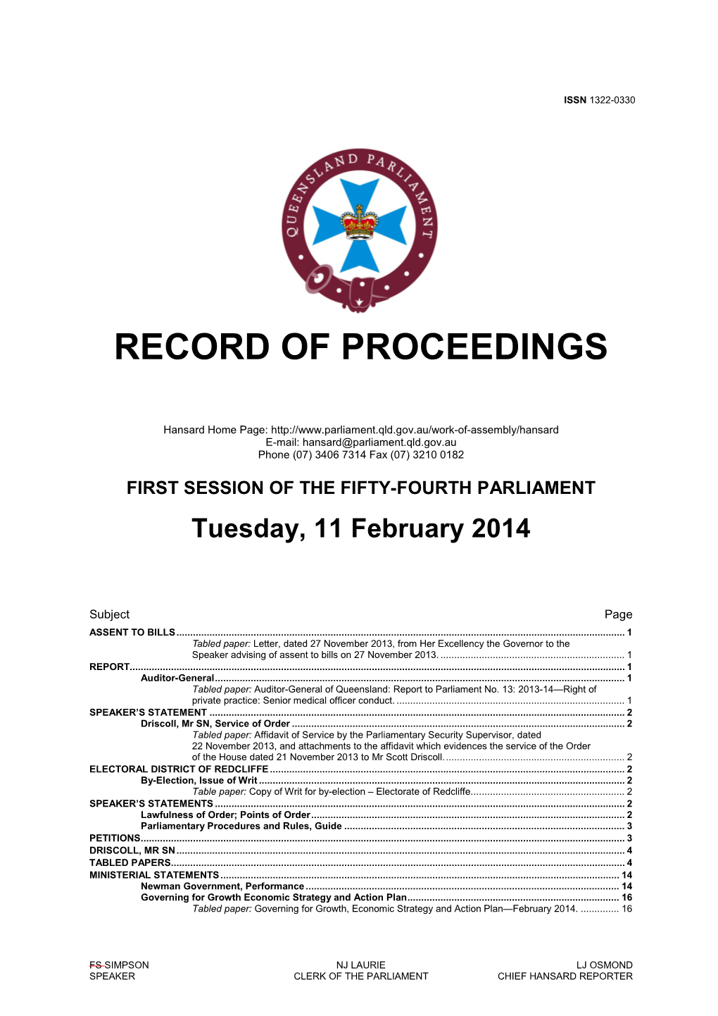 Record of Proceedings