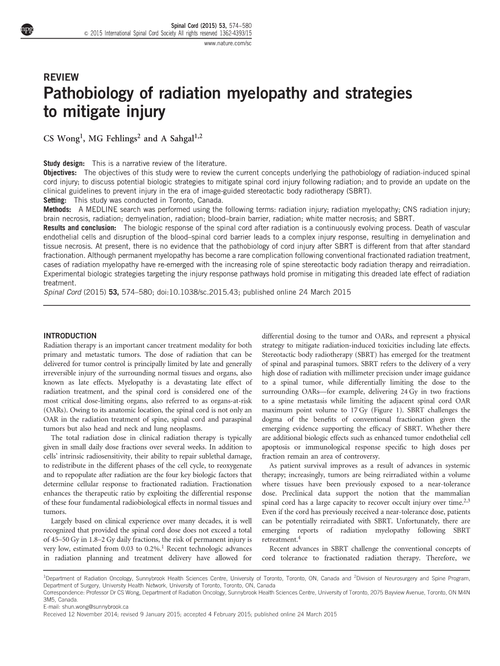 Pathobiology of Radiation Myelopathy and Strategies to Mitigate Injury