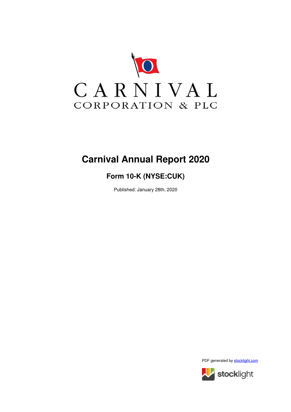 Carnival Annual Report 2020