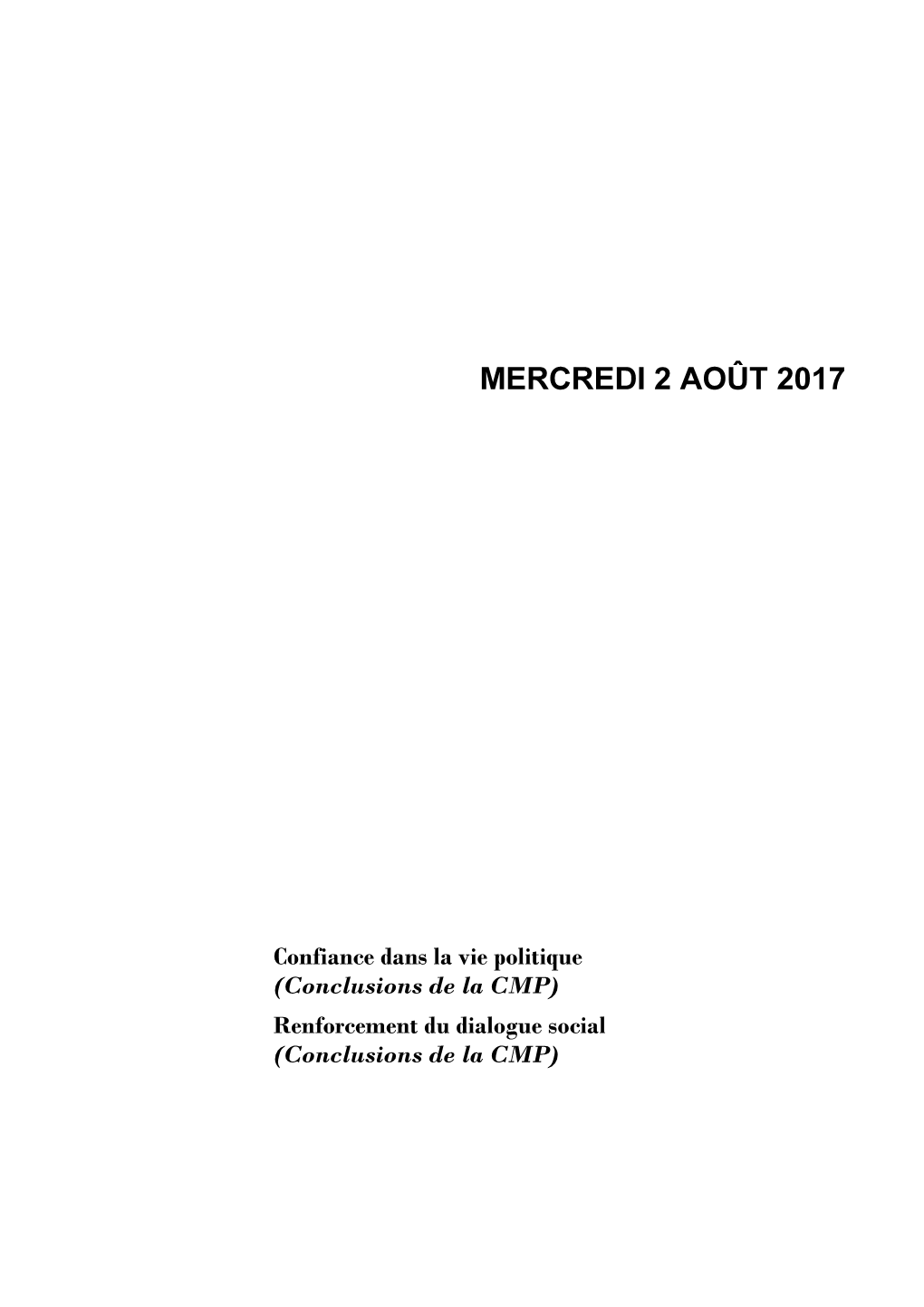 Mercredi 2 Août 2017