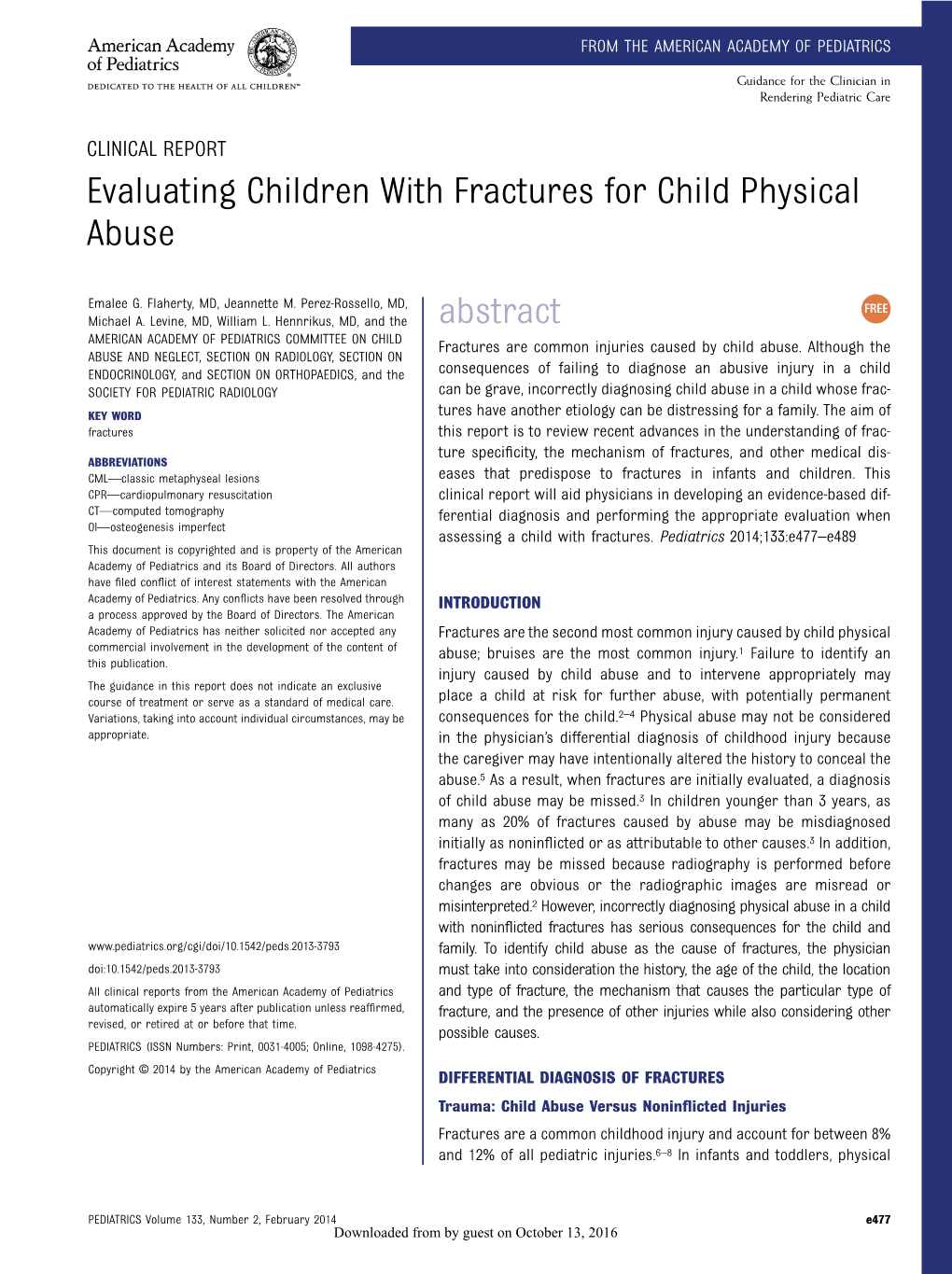 Evaluating Children with Fractures for Child Physical Abuse Abstract