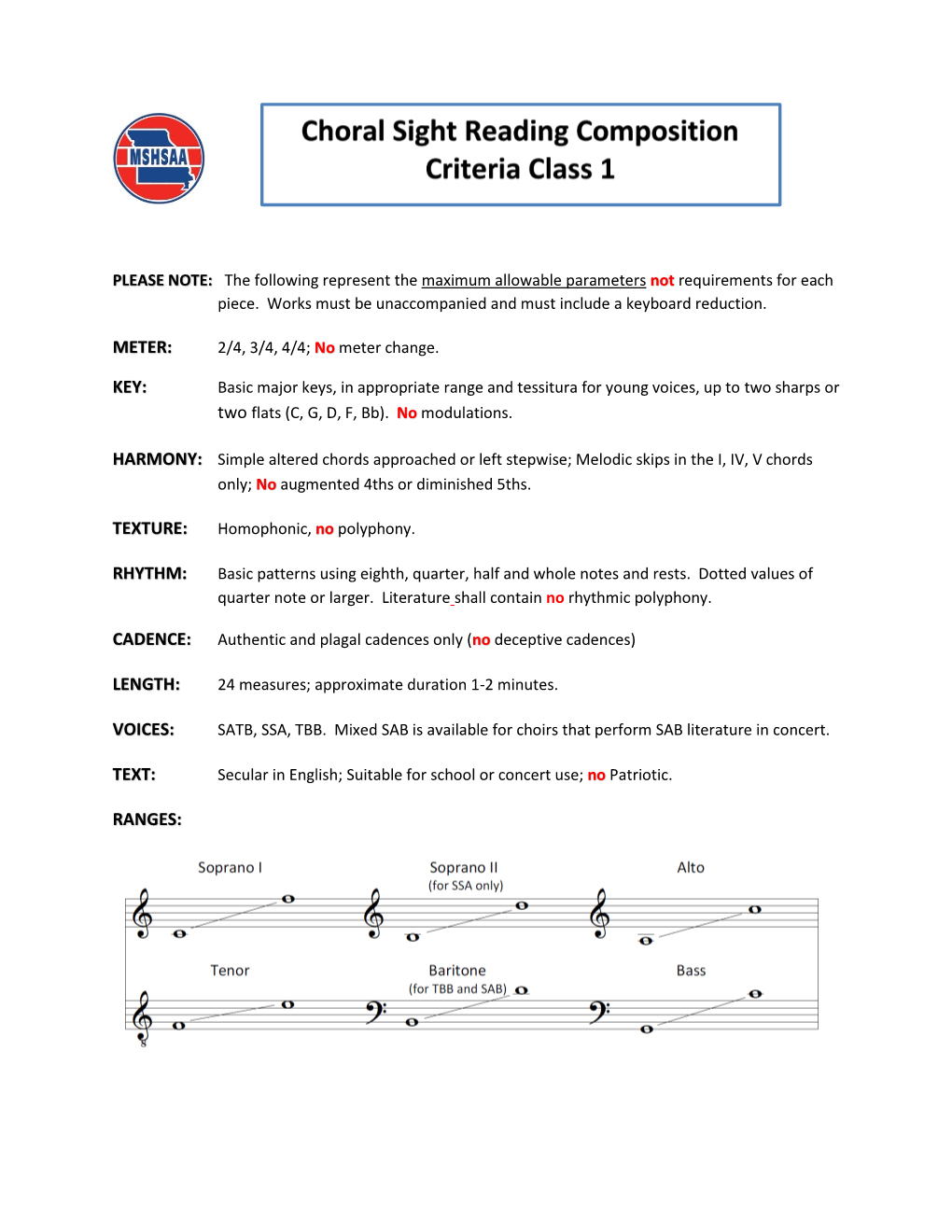 Voices, up to Two Sharps Or Two Flats (C, G, D, F, Bb)