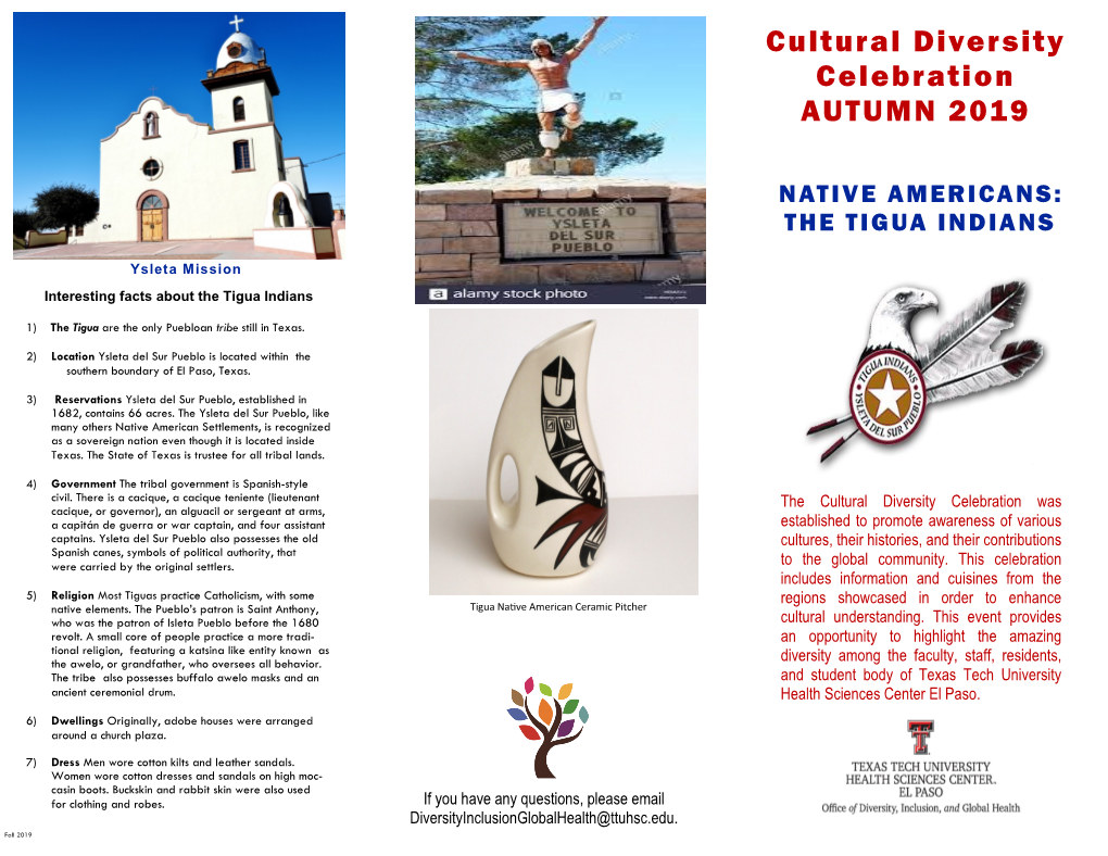 Cultural Diversity Celebration AUTUMN 2019 Native Americans