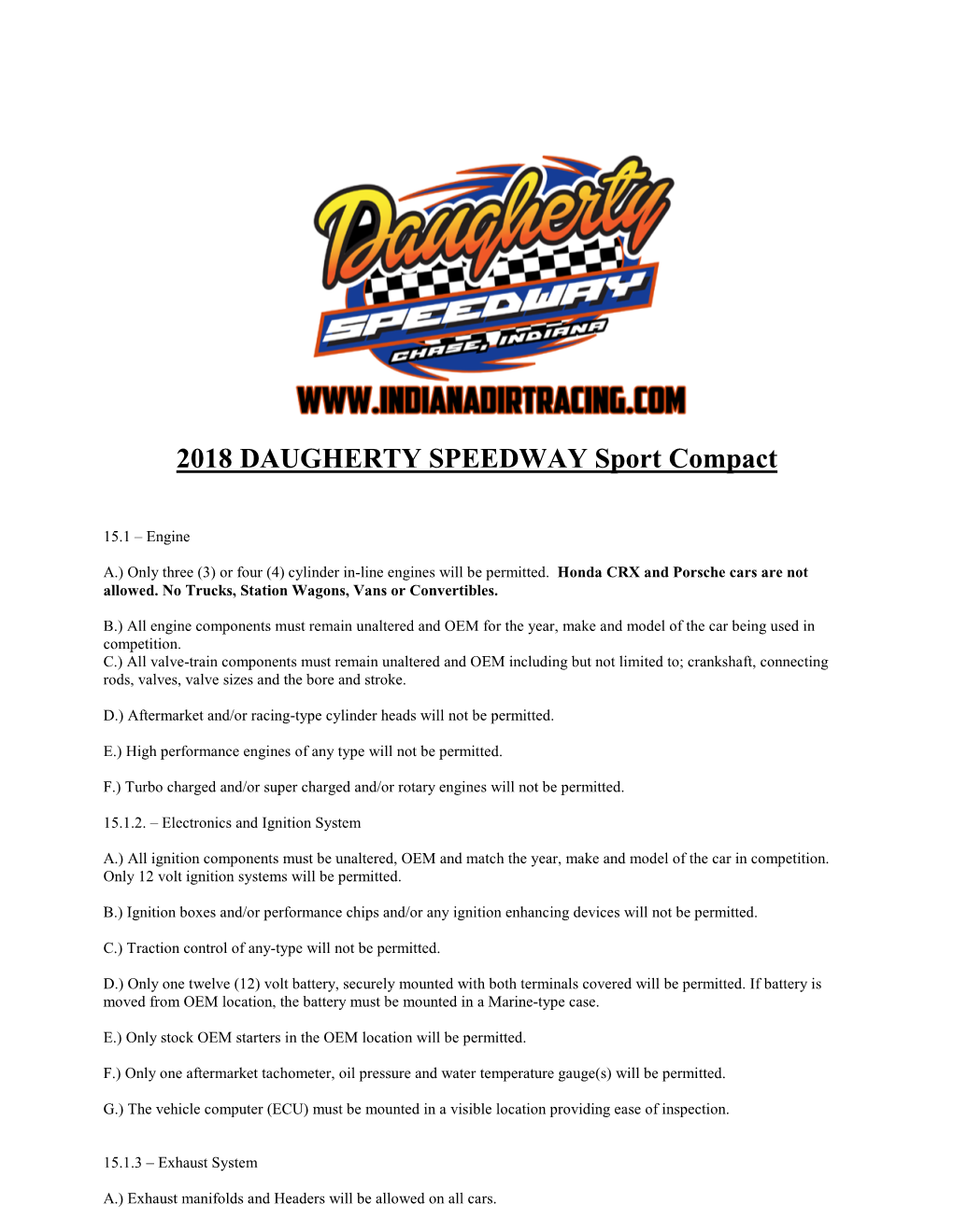 2018 DAUGHERTY SPEEDWAY Sport Compact