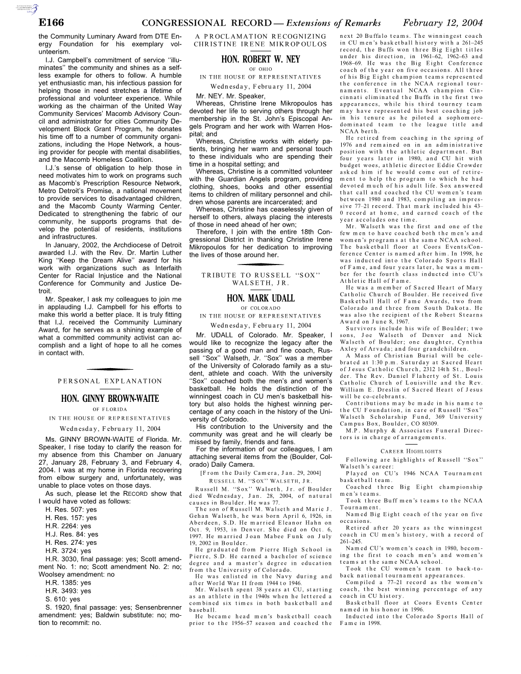 CONGRESSIONAL RECORD— Extensions of Remarks E166 HON
