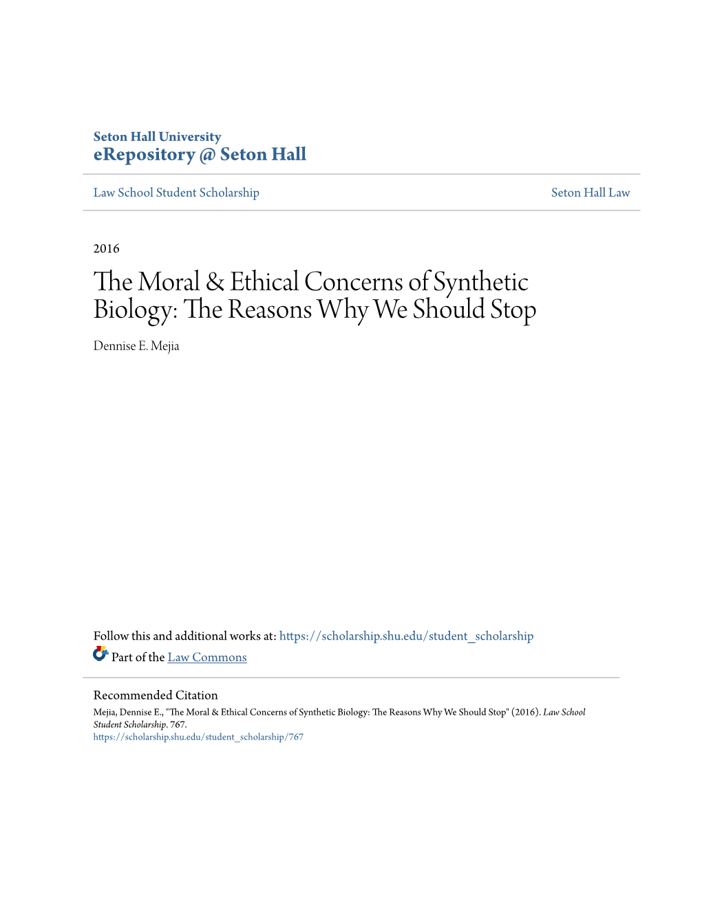 The Moral & Ethical Concerns of Synthetic Biology