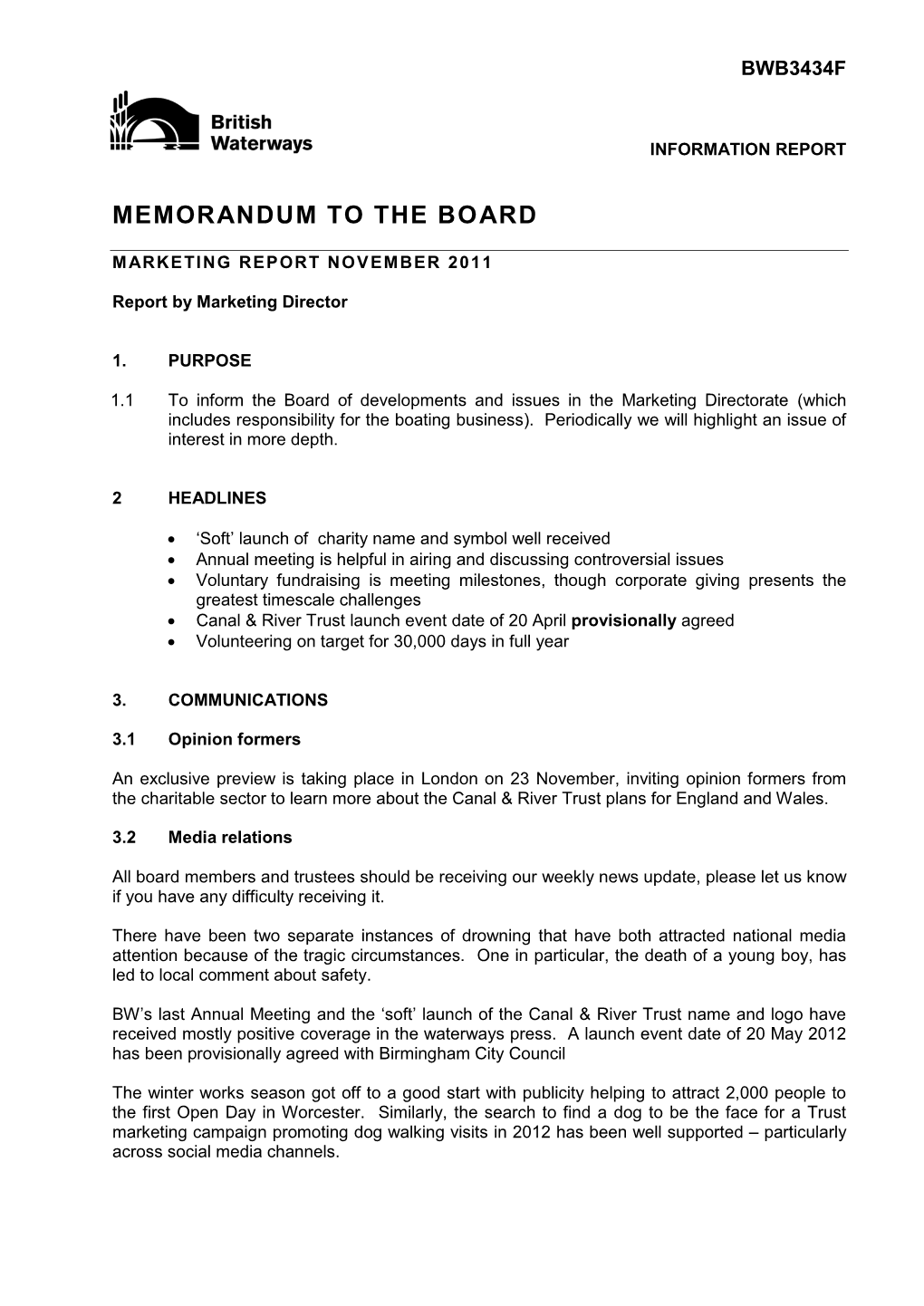 Memorandum to the Board