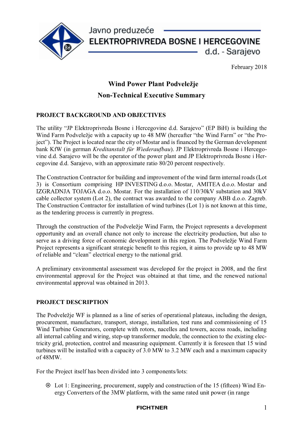 Wind Power Plant Podveležje Non-Technical Executive Summary