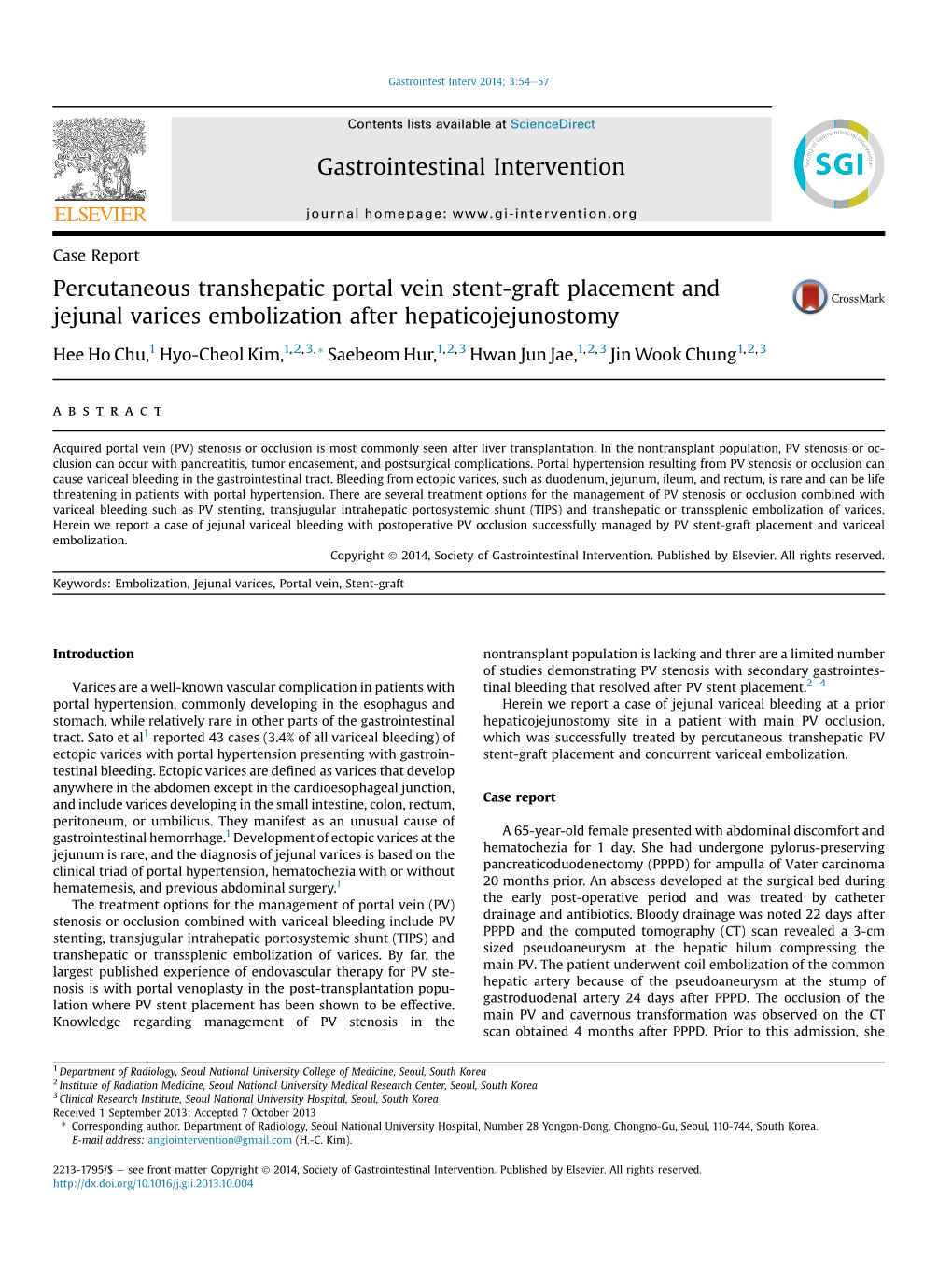 Percutaneous Transhepatic Portal Vein Stent-Graft Placement and Jejunal Varices Embolization After Hepaticojejunostomy