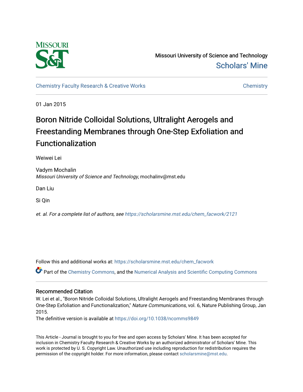 Boron Nitride Colloidal Solutions, Ultralight Aerogels and Freestanding Membranes Through One-Step Exfoliation and Functionalization