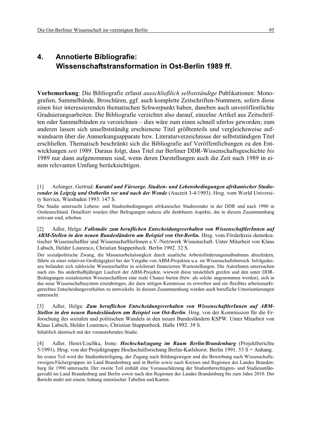 Wissenschaftstransformation in Ost-Berlin 1989 Ff