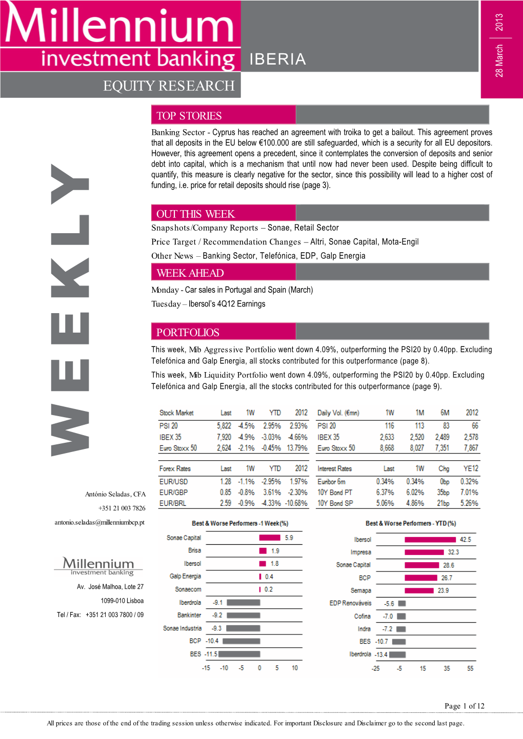 Millennium Investment Banking Weekly 28 March 2013