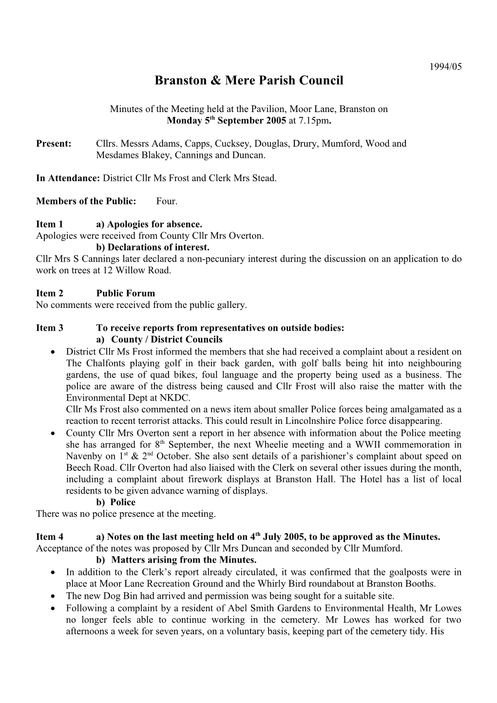 Branston & Mere Parish Council