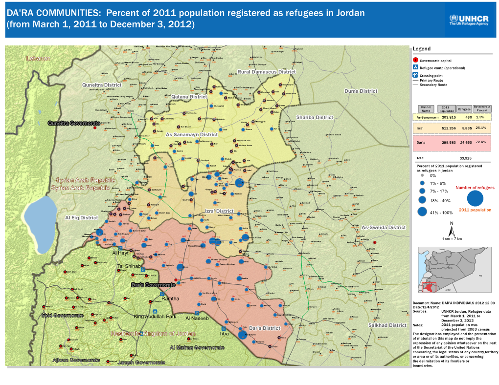 Percent of 2011 Population Registered As Refugees in Jordan (From March 1, 2011 to December 3, 2012)