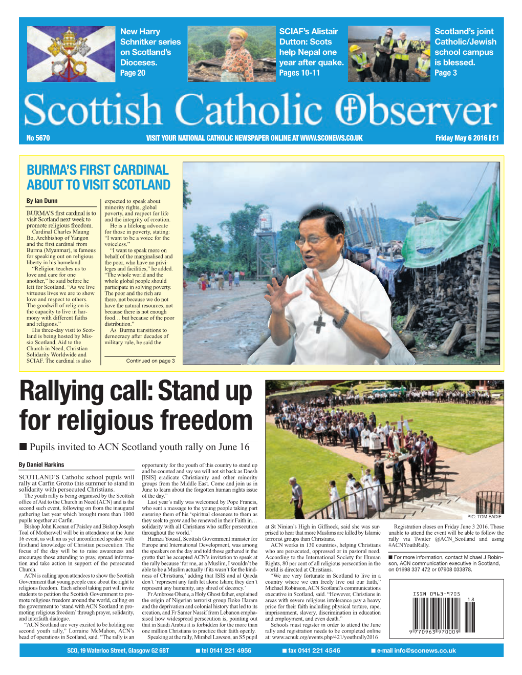 Rallying Call: Stand up for Religious Freedom I Pupils Invited to ACN Scotland Youth Rally on June 16