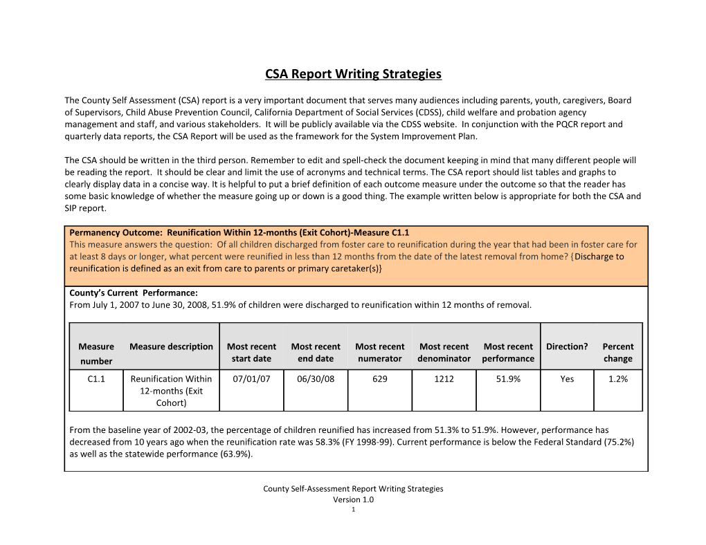 CSA Report Writing Strategies